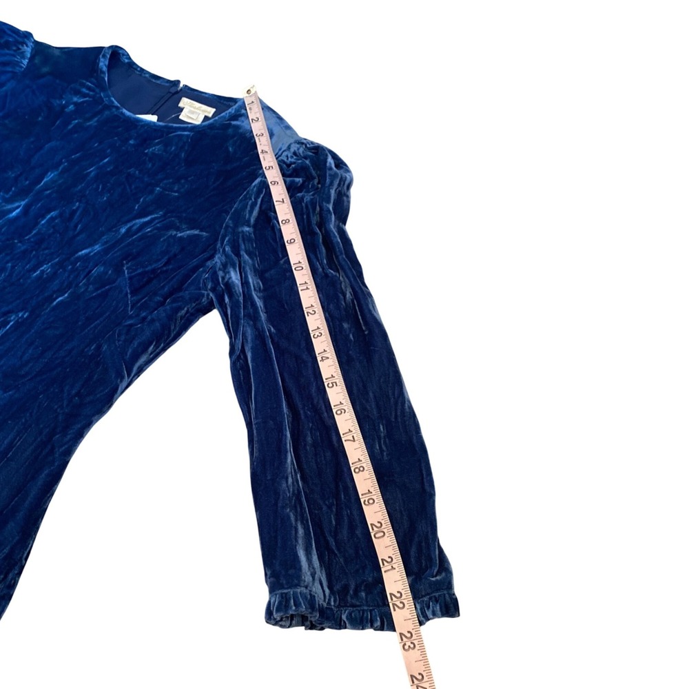 NEW SHOSHANNA Velvet‎ Puff Sleeve Ruffle Hem Mini Dress SZ 8 Blue Winter Holiday - Picture 9 of 9
